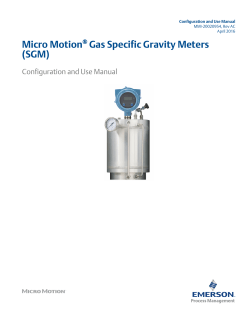 Micro Motion Gas Specific Gravity Meters (SGM) Configuration and