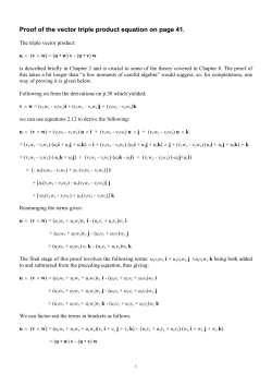 Proof of the vector triple product equation on page 41.
