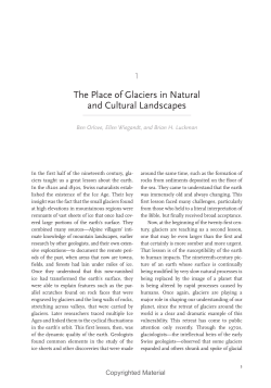 The Place of Glaciers in Natural and Cultural Landscapes.