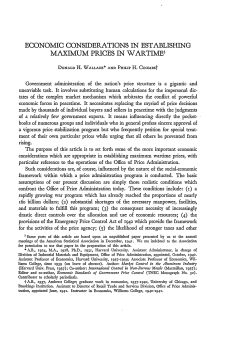 Economic Considerations in Establishing Maximum Prices in Wartime