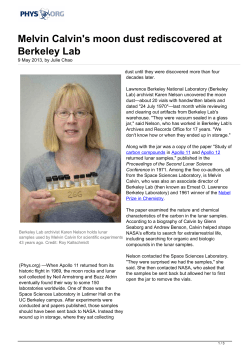 Melvin Calvin`s moon dust rediscovered at Berkeley Lab