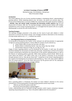 Let Infants` Knowledge of Patterns GROW