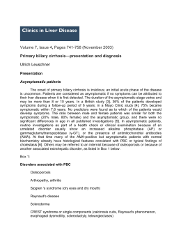 Primary biliary cirrhosis&mdash;presentation and diagnosis Ulrich Leuschner