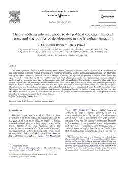 There`s nothing inherent about scale: political ecology, the local trap