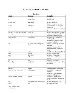 common word parts - SIU Writing Center