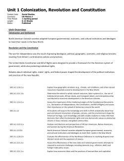 Unit 1 Colonization, Revolution and Constitution