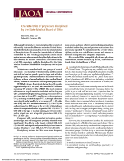 Characteristics of physicians disciplined by the State Medical Board