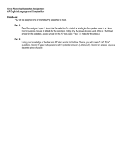 Great Rhetorical Speeches Assignment AP English Language and