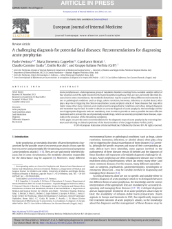 Recommendations for diagnosing acute porphyrias