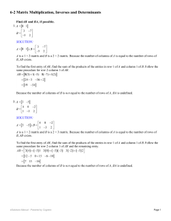 6-2 Matrix Multiplication Inverses and Determinants page 383 1