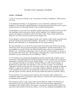 The Rule of the Community of Solitude