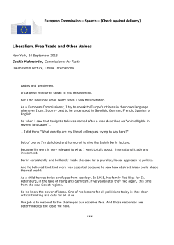 Speech: Liberalism, Free Trade and Other Values