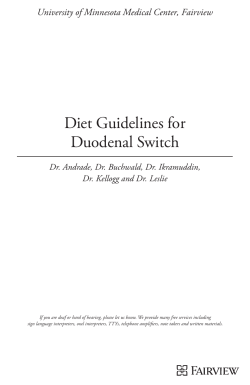 Diet Guidelines for Duodenal Switch