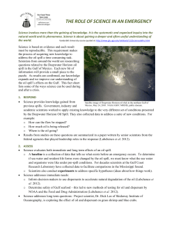 the role of science in an emergency