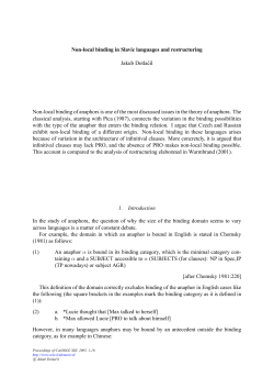Non-local binding in Slavic languages and restructuring Jakub