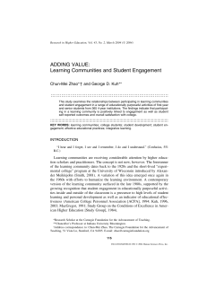 ADDING VALUE: Learning Communities and Student Engagement