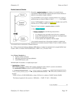 Chemistry 12 Notes on Unit 4 Chemistry 12&mdash;Notes on Unit 4 Page