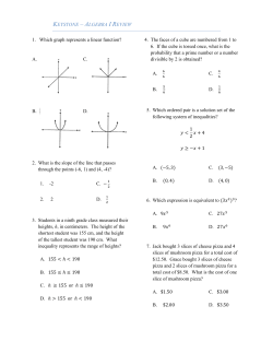 KEYSTONE &ndash; ALGEBRA I REVIEW 1. Which graph represents a