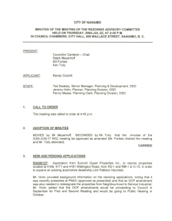 city of nanaimo minutes of the meeting of the rezoning advisory