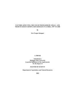 FACTORS AFFECTING THE USE OF FERTILIZER BY SMALL