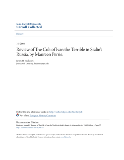 Review of The Cult of Ivan the Terrible in Stalin`s Russia, by
