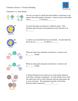 Chemistry Section 5 Chemical Bonding Chemistry 5.4: Ionic Bonds