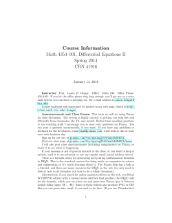 Course Information Math 4354&ndash;001, Differential Equations II Spring