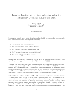 Intending, Intention, Intent, Intentional Action, and Acting Intentionally