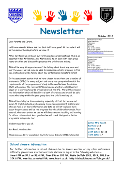 Newsletter October 2015 - The Federation of Fairfield Infant and