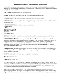 Mendham Borough Board of Education Paystub Deduction Codes