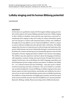 Lullaby singing and its human Bildung potential