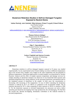 Deuterium Retention Studies in Self