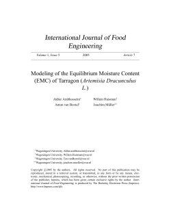 Modeling of the Equilibrium Moisture Content [EMC] of Tarragon [<i