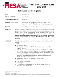 MESA DAY CONTEST RULES 2016-2017 Balsawood Model Airplane