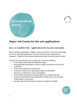 Major risk Grants for the arts applications
