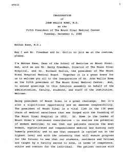 EVE33 INAUGURATION of JOHN WALLIS ROWE, M.D. as the Fifth