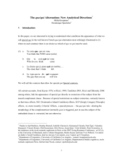 The que/qui Alternation: New Analytical Directions