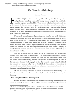 The Character of Friendship