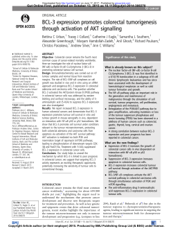 BCL-3 expression promotes colorectal tumorigenesis through