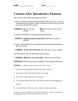 Commas After Introductory Elements