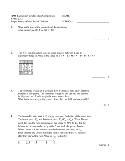 PIMS Elementary Grades Math Competition NAME: 5 May 2012