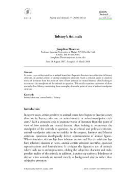 Tolstoy`s Animals - Animals and Society Institute