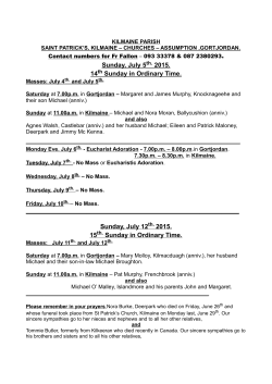 Sunday, July 5 2015. 14 Sunday in Ordinary Time.