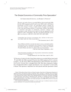 The Simple Economics of Commodity Price Speculation