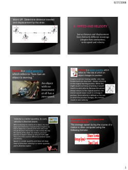 II. Speed and Velocity