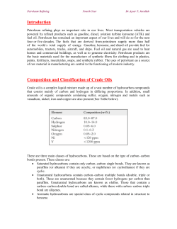 Introduction Composition and Classification of Crude Oils