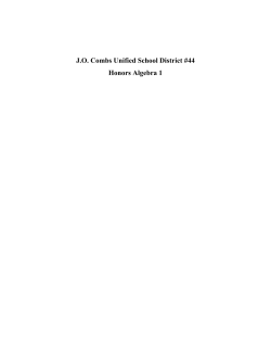 J.O. Combs Unified School District #44 Honors Algebra 1