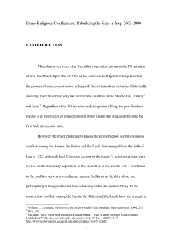 Ethno-Religious Conflicts and Rebuilding the State in Iraq, 2003