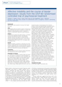 Affective instability and the course of bipolar depression