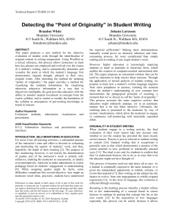 Detecting the &ldquo;Point of Originality&rdquo; in Student Writing